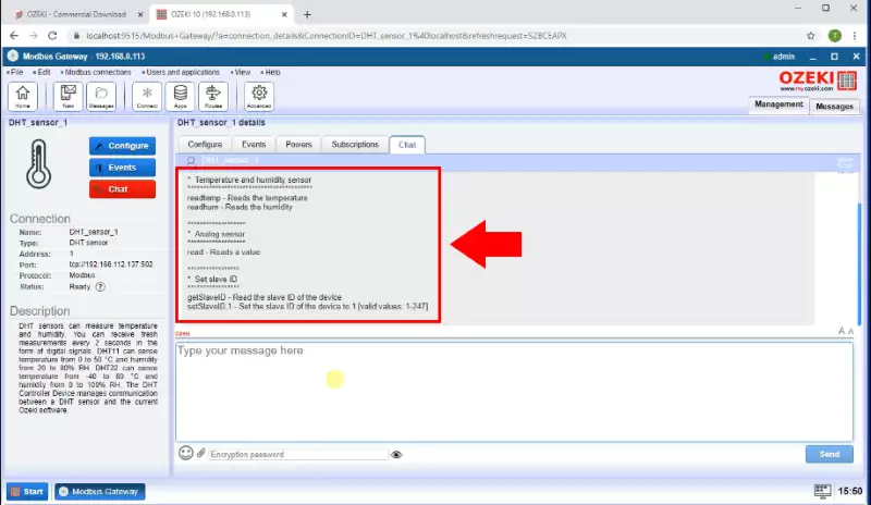 available DHT commands