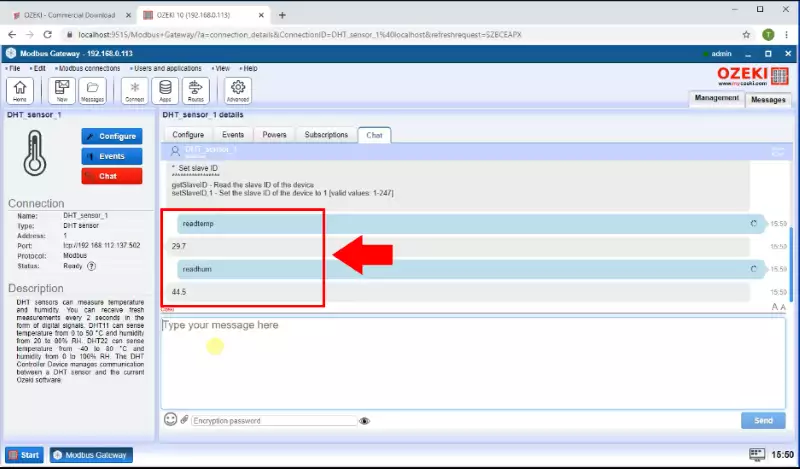 chat with DHT sensor