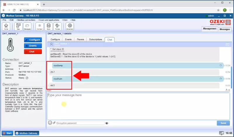 chat with dht sensor