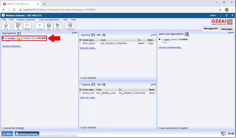 open modbus tcp connection