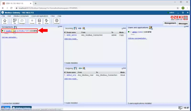 open modbus tcp connection