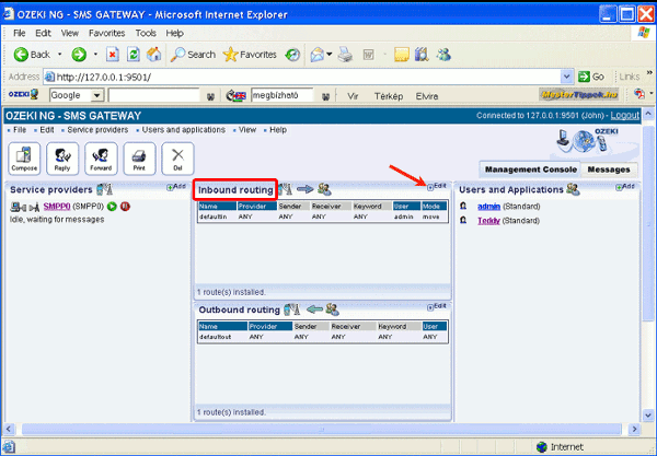 the inbound routing panel