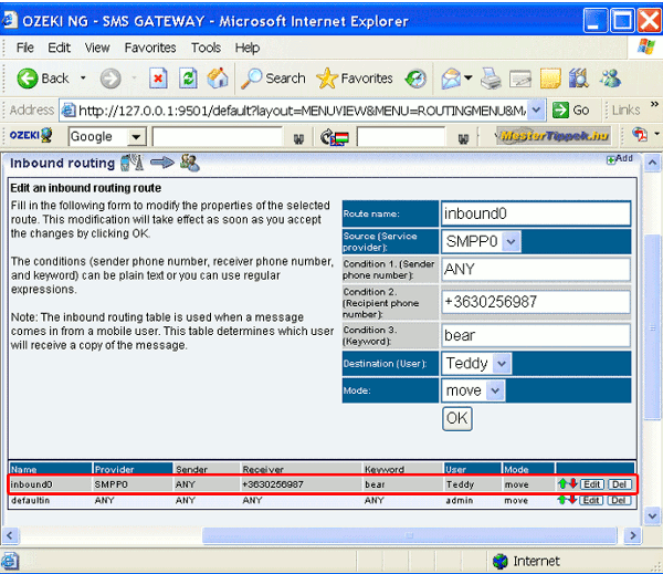 inbound routing rule