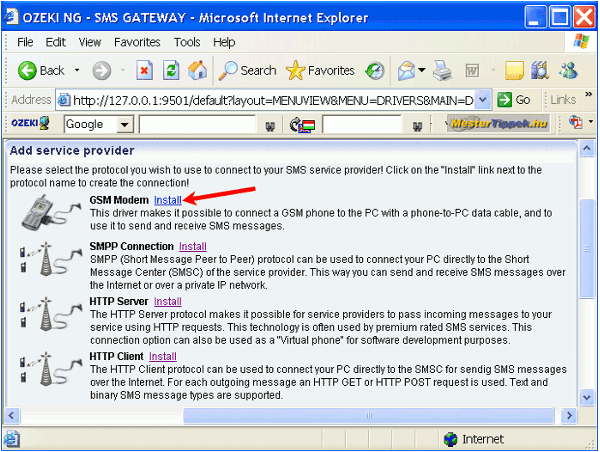 starting to install the gsm modem