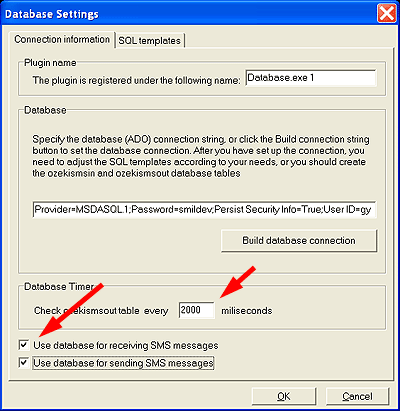 database settings