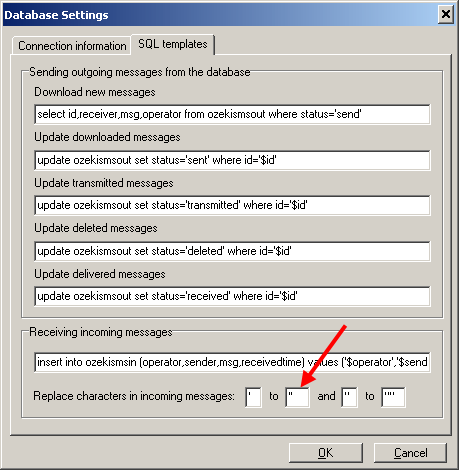 specify substitutions of inappropriate characters