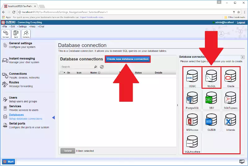 create a mysql database