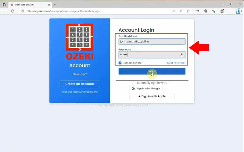 Login to MyOzeki