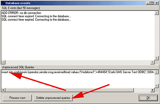 delete unprocessed sql queries