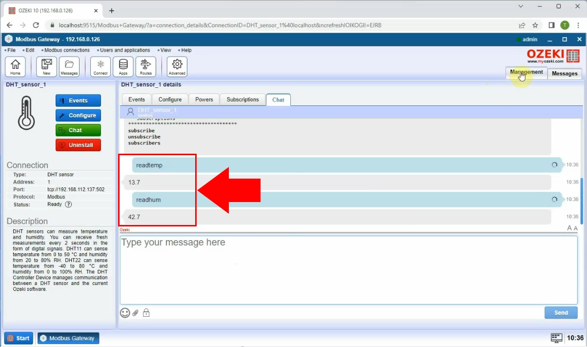 Read data from DHT sensor