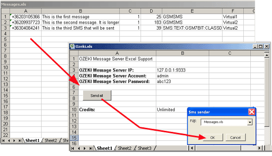 sending messages by excel table