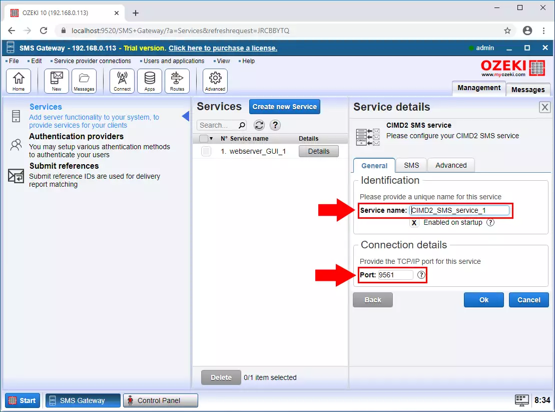 specify connection details