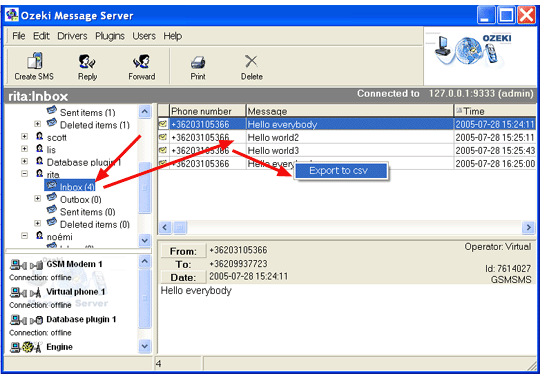 export to csv