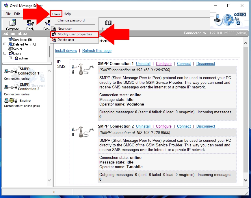 inbound routing in ozeki message server