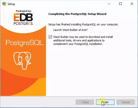 postgresql database server's installation has been finished