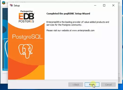 psqlodbc driver installation is finished