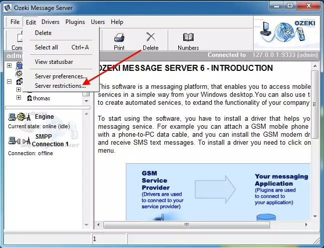 sms server restriction form