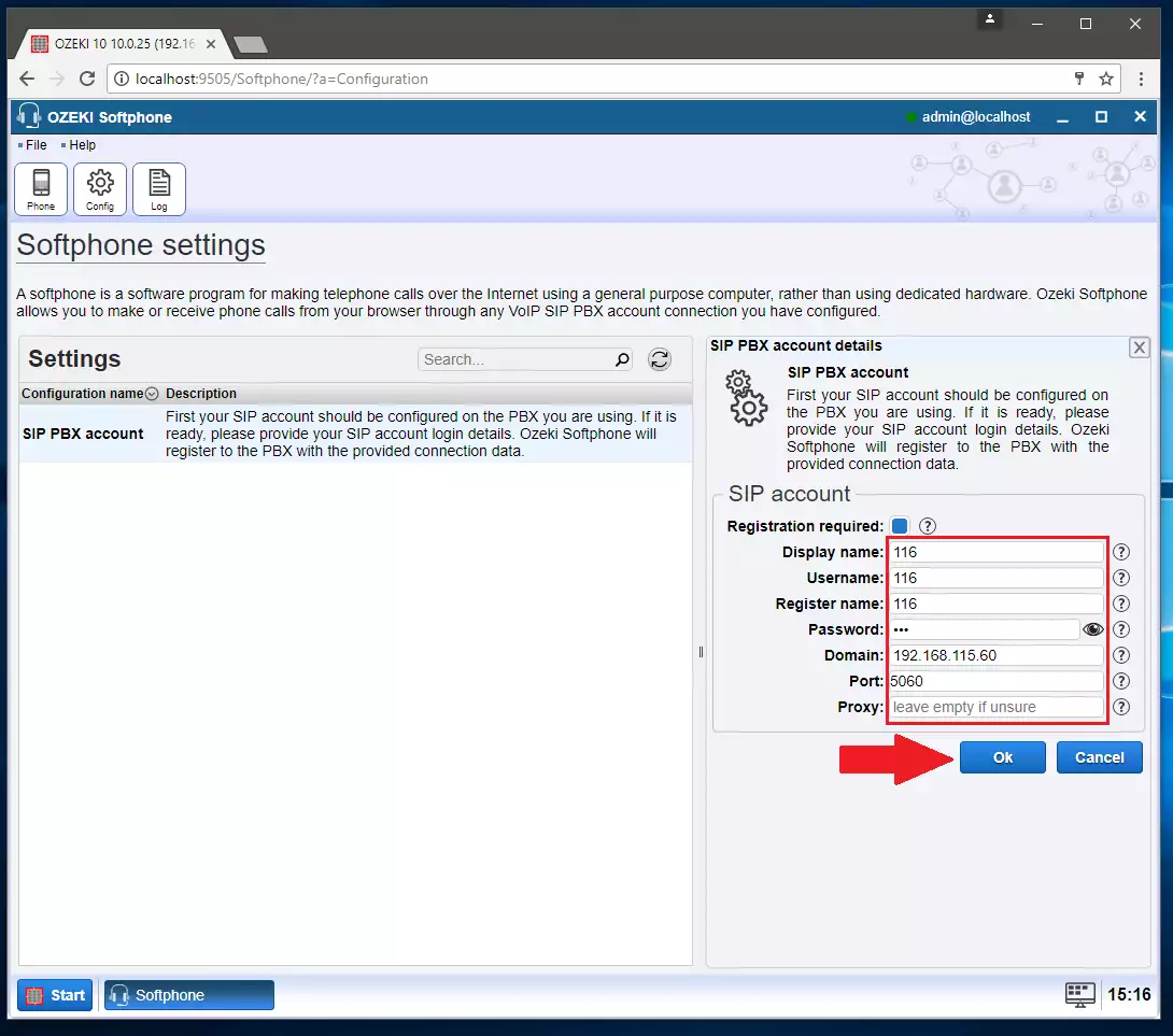 sip pbx account details