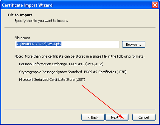 certificate import wizard