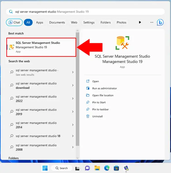 Open SQL Server Management Studio