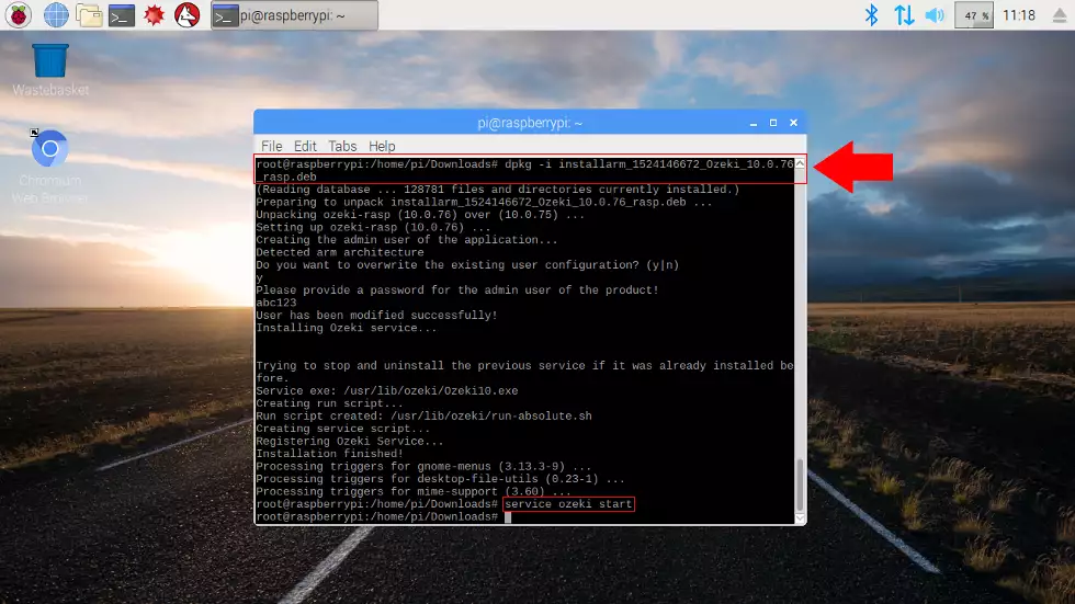install ozeki on your raspberry pi