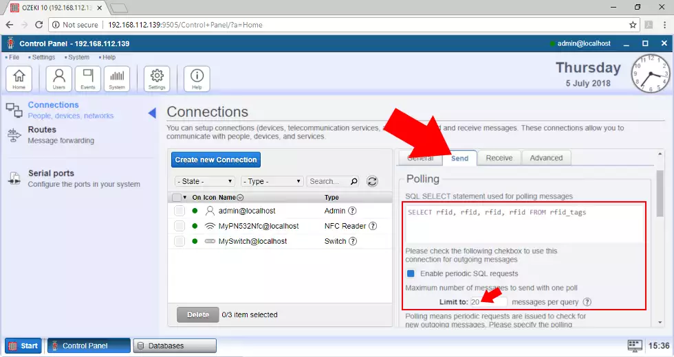 configure periodic send