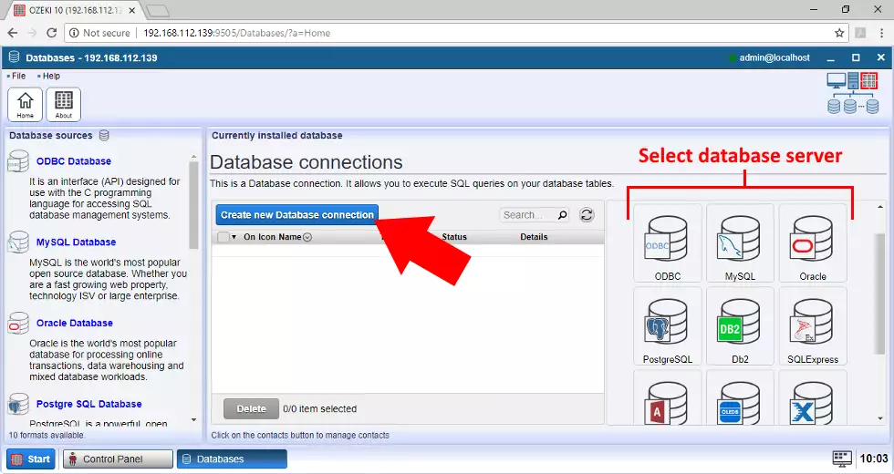 select the sql database server type