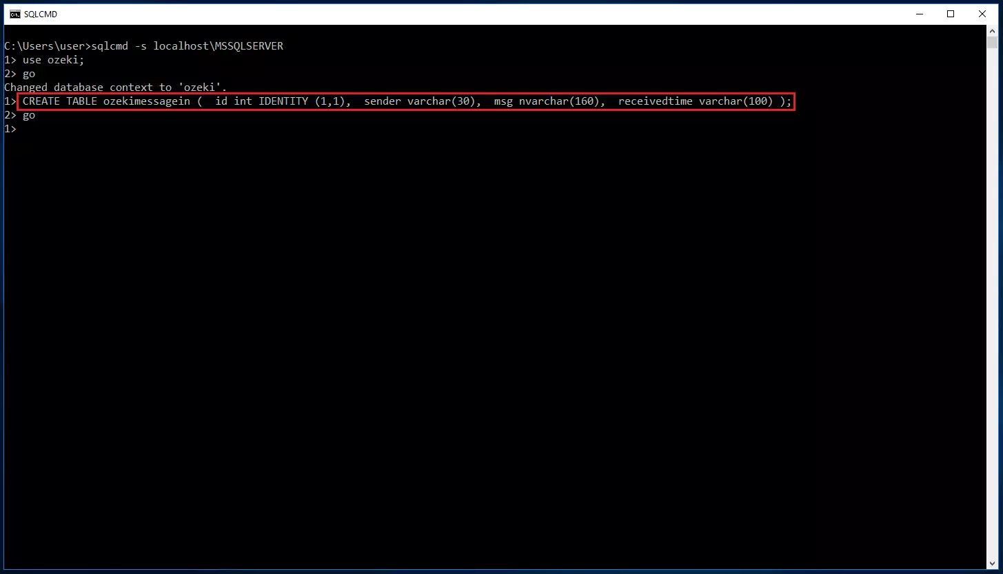 create the database table