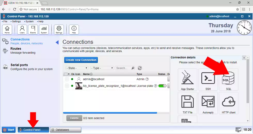 add sql messaging connection