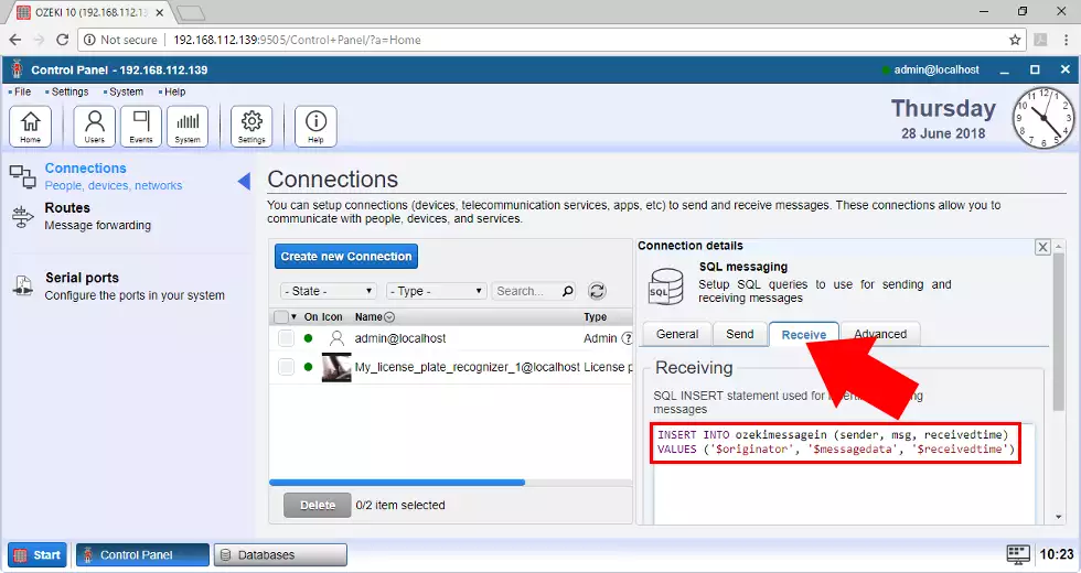 configure the input of the tables