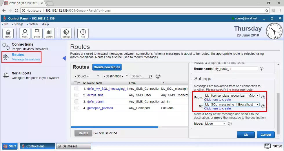 create a router between a filter and a database