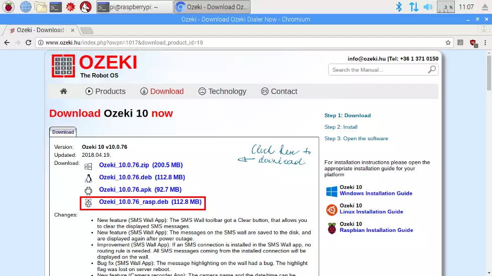 download ozeki to raspberry pi