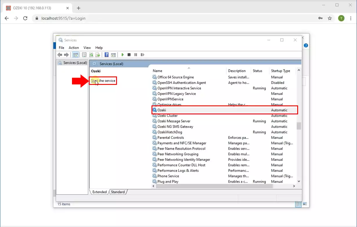 start ozeki service