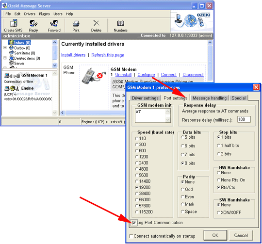 configuration in port settings tab