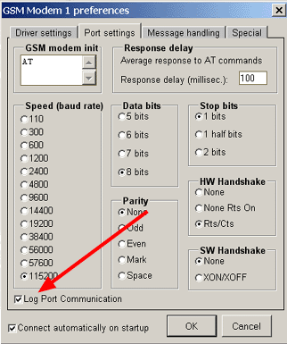 gsm modem preferences form