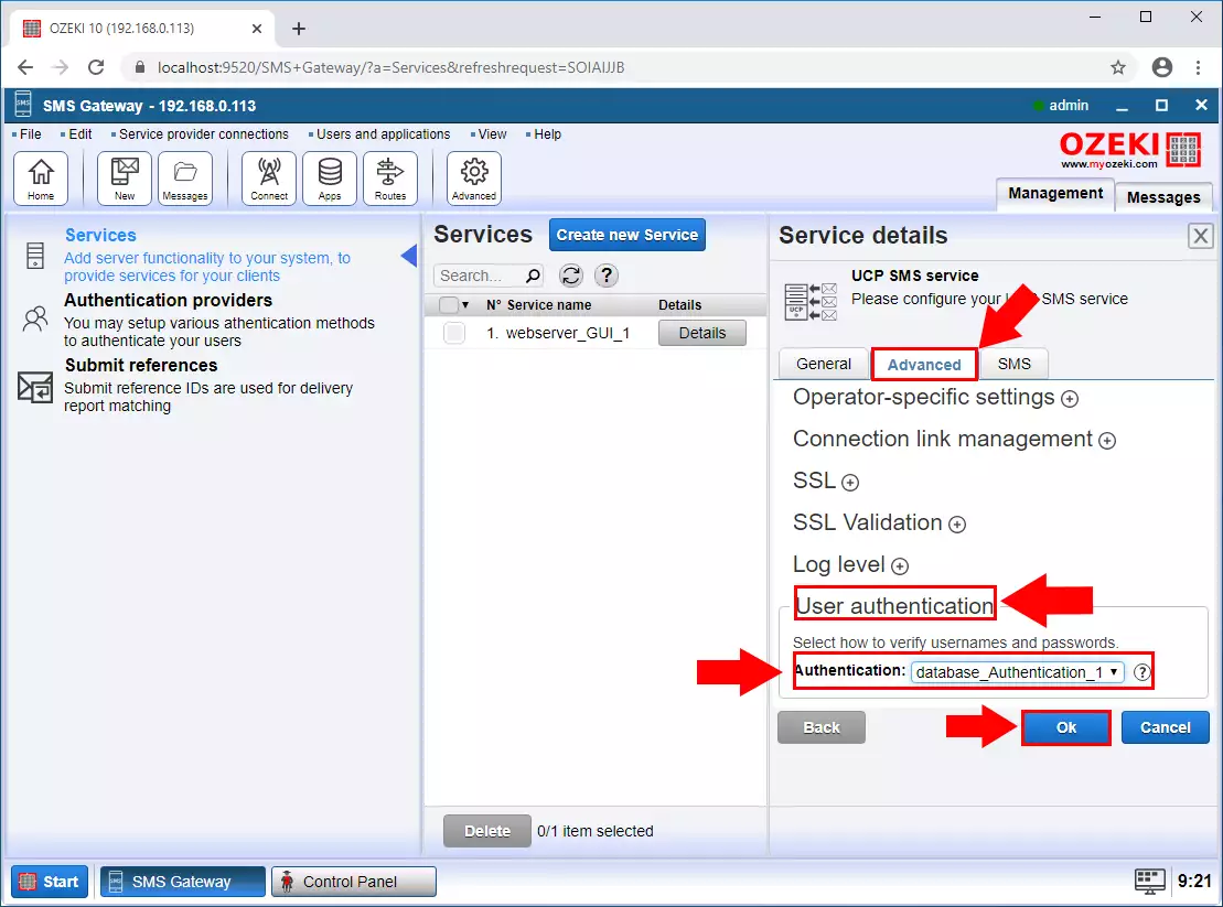 set authentication method