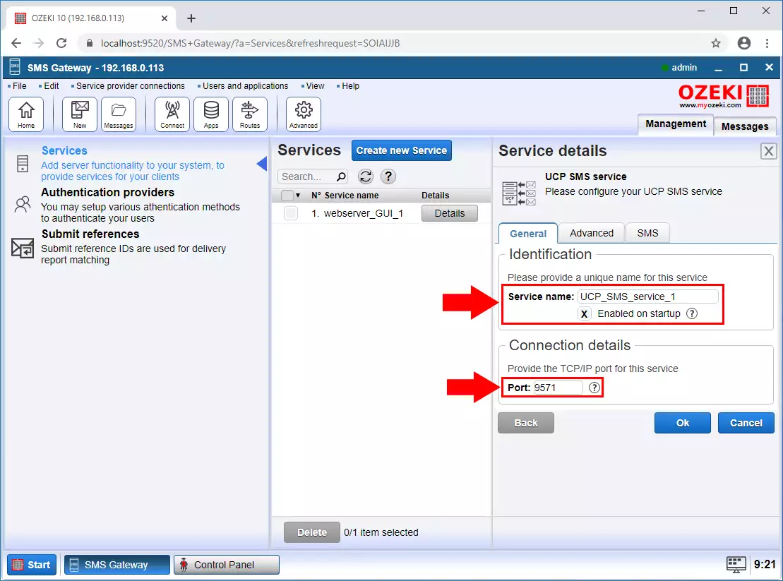 specify connection details