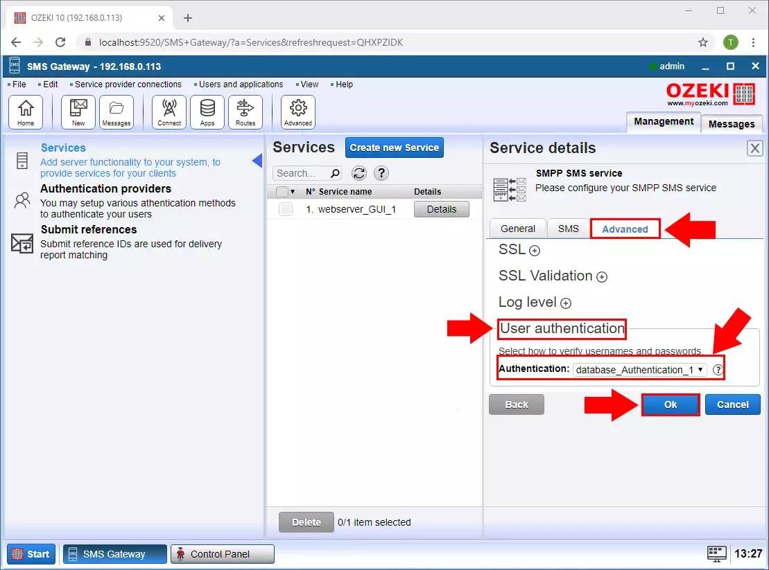 set authentication method