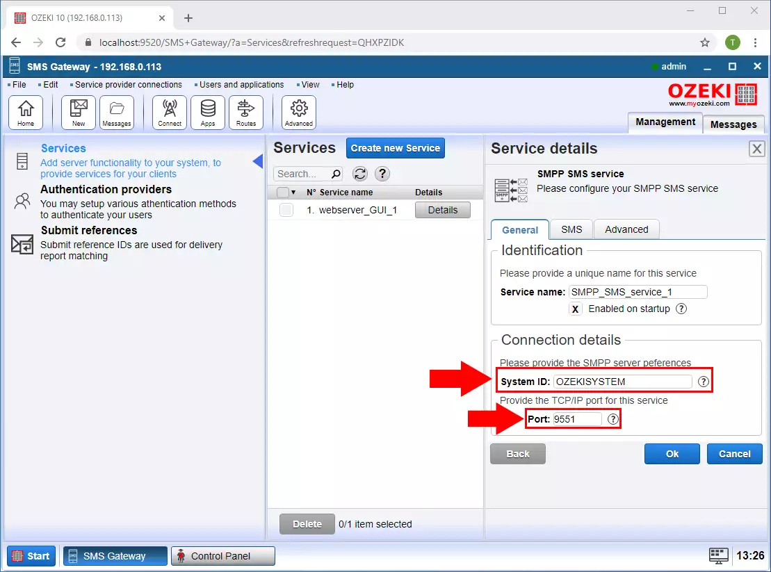 specify connection details