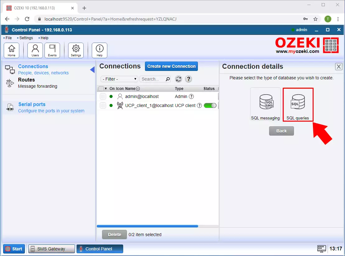 sql queries type connection