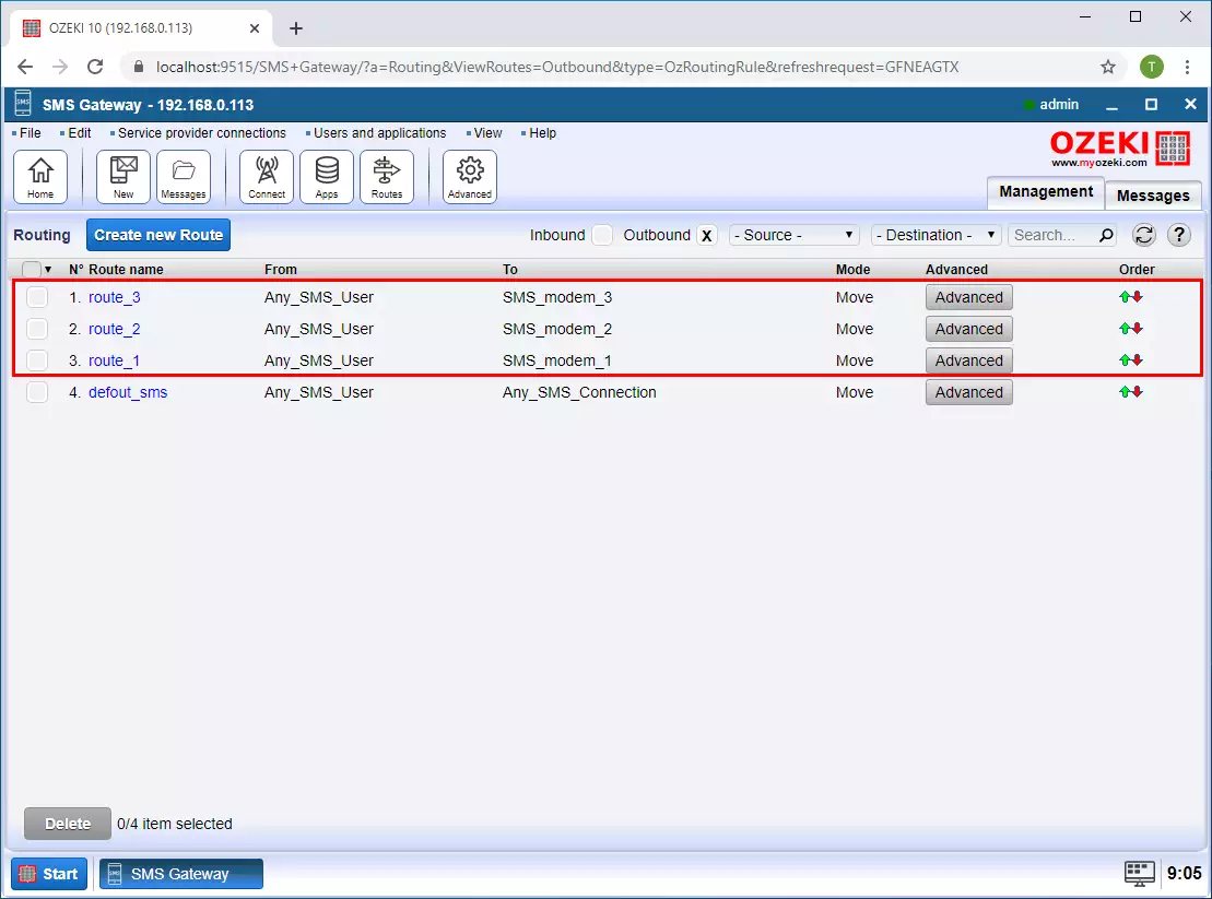 routing rules created