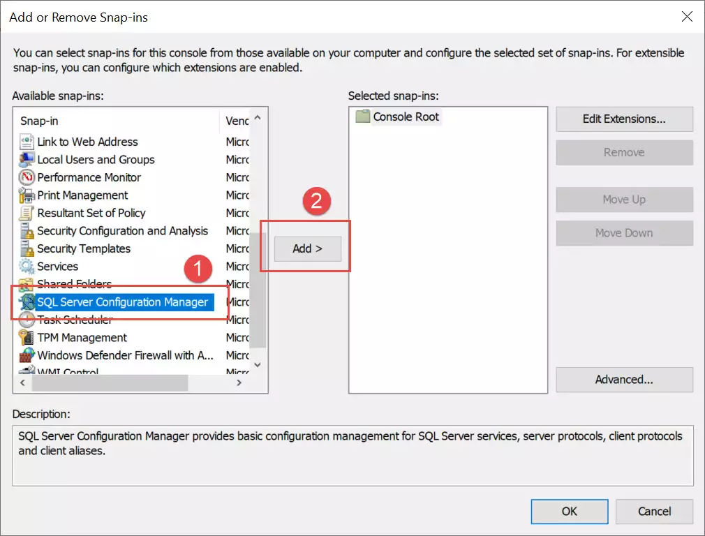 add sql server configuration manager