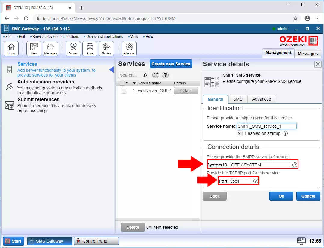 specify connection details