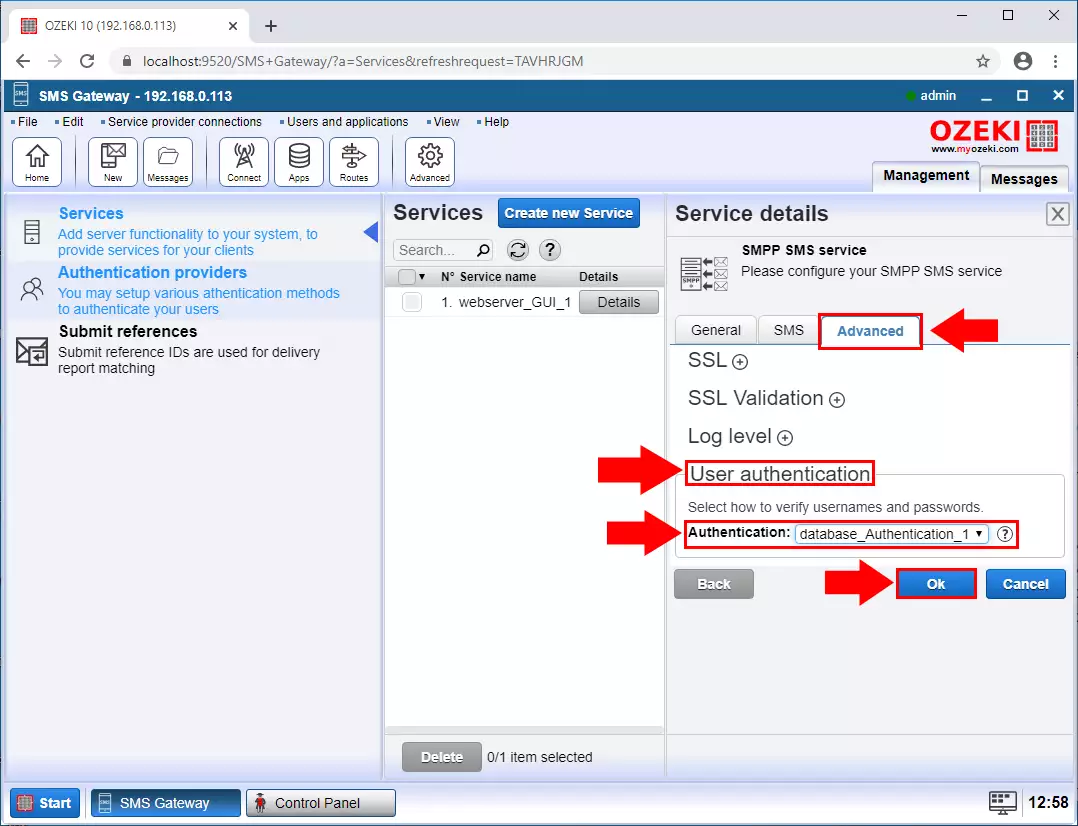 set authentication method